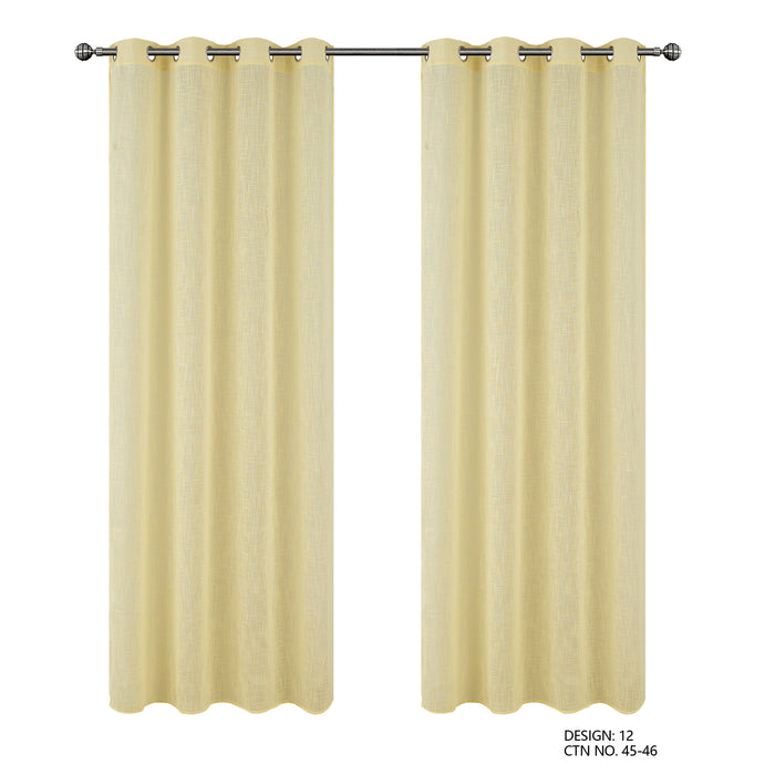 Cortinado Pronto a Pôr 140x260cm com Argolas - amarelo claro Modelo 12