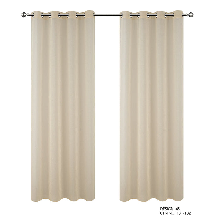 Cortinado Pronto a Pôr 140x260cm com Argolas - Bege Modelo 45