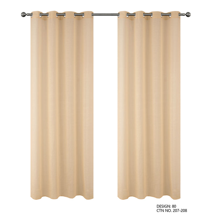 Cortinado Pronto a Pôr 140x260cm com Argolas - Bege Modelo 80