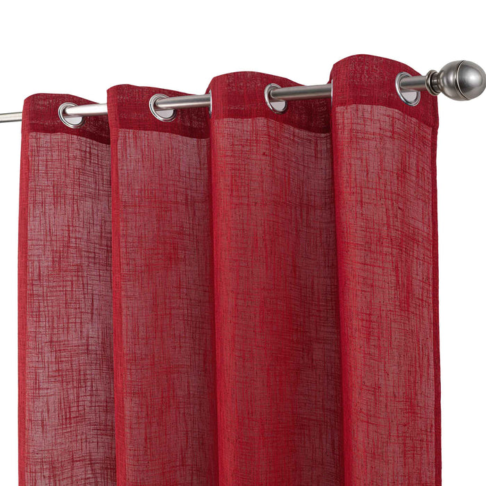 Cortinado Pronto a Pôr 140x260cm com Argolas - Vermelho Modelo 82